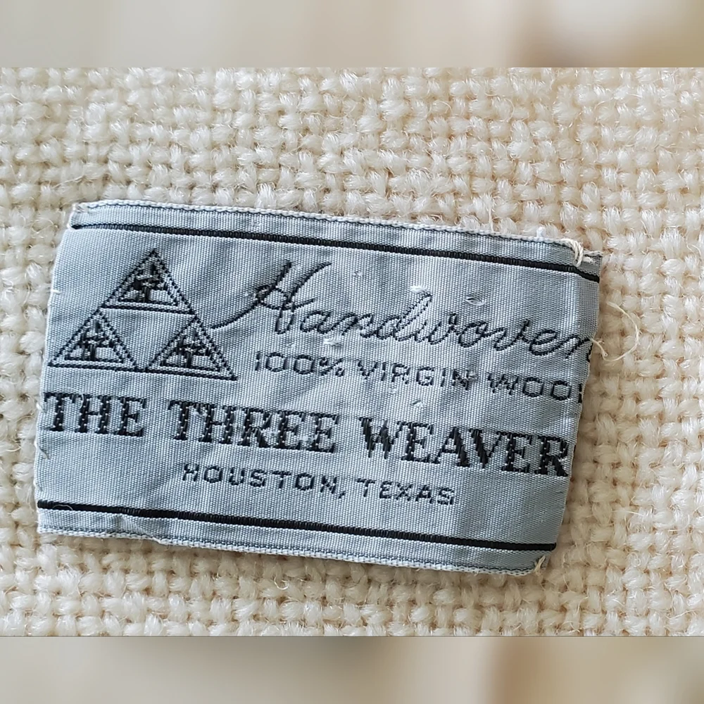 We Three Weavers Handwoven 100% Wool Cream/Black/Terra Cotta Plaid Throw Blanket